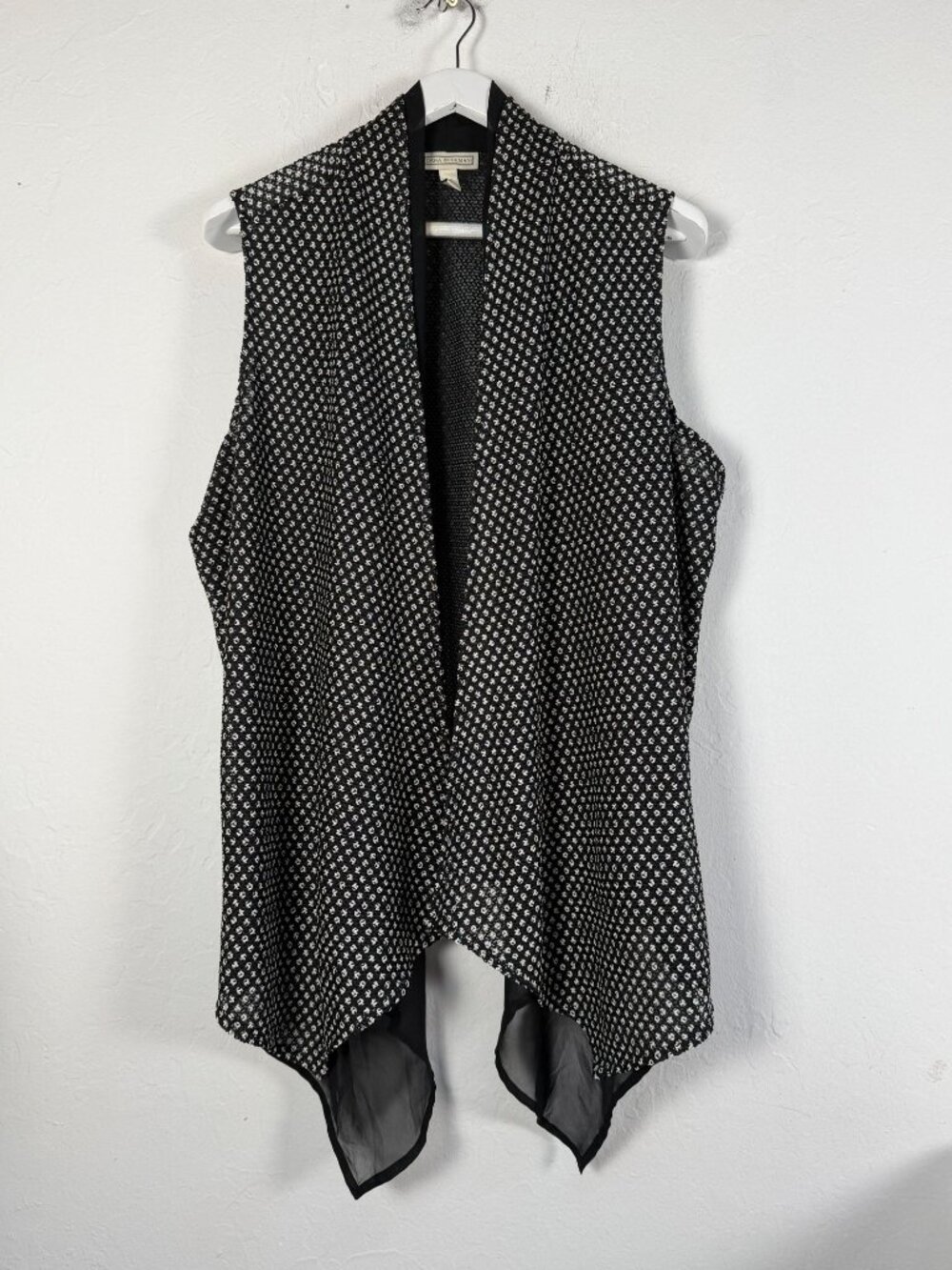 Dana Buchman Women Sleeveless Open Front Vest Black Metallic Size 2X Lightweight
